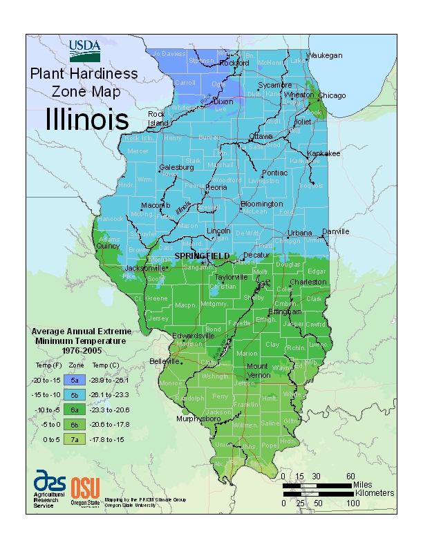 Illinois plant hardiness zones