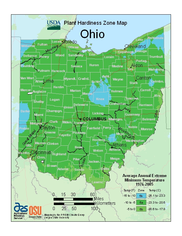 Ohio plant hardiness zones