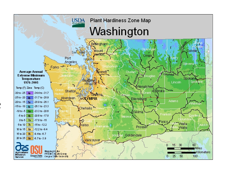 Washington plant hardiness map